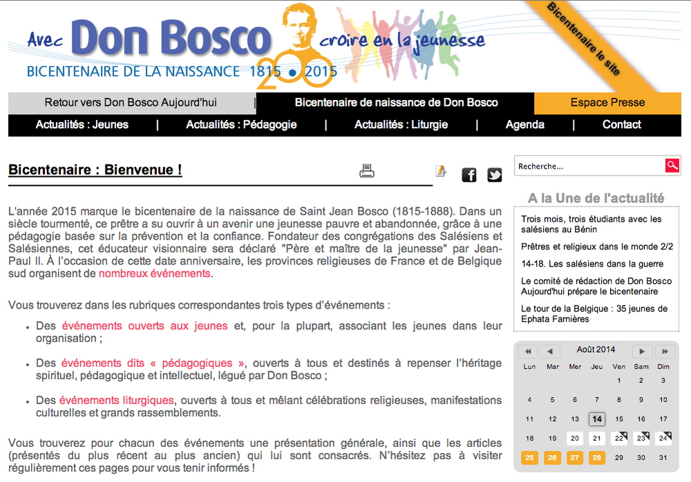 Un site dédié au bicentenaire de la naissance de Don Bosco