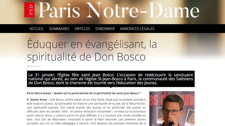 Le père Xavier Ernst évoque la spiritualité salésienne dans « Paris Notre-Dame »