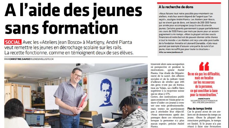 Les Ateliers Jean Bosco de Martigny à l’honneur dans la presse suisse