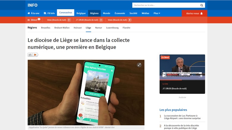 En Belgique, le journal de la RTBF va « à la quête » dans notre paroisse de Liège